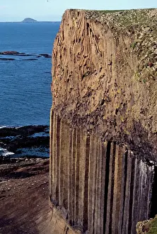 Cliff Top Prints: Columnar basalt formations along Cliffs of Staffa, Inner Hebrides, Scotland, UK (photo)