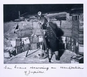Antartica Prints: Commander Evans observing an occulation of Jupiter, from Scott