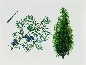 Needle Prints: Common juniper (Juniperus communis), Cupressaceae, tree, leaves and fruits
