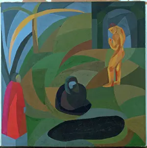 Abstraction Prints: Composition with three persons (gouache)