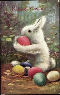 Gluckwunsch Prints: Congratulations Easter, Bunny with Easter eggs, Tucks