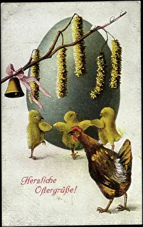 Daffodils Prints: Congratulations Easter, Chick Dancing, Glock at Branch