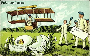 Gladelig Paske Prints: Congratulations Easter, chick hatches, plane