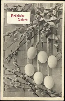 Gladelig Paske Prints: Congratulations Easter, Easter eggs on willow bibs