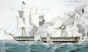 Stained Glass Prints: Constitution and Java, 1846