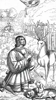 Hunters Prints: The conversion of Saint Hubertus or Hubert