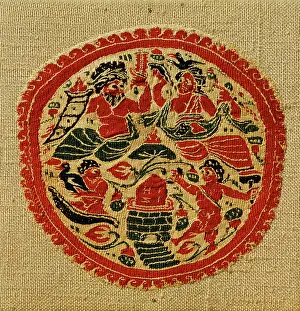 7th Century Prints: Coptic textile showing a nilometer