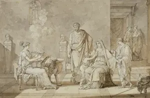 Gray Wash Prints: Cornelia Presenting her Two Young Sons, (black chalk, pen and black ink