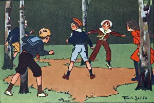 Robert Salle Prints: Four corners. Engraving in What are we playing? by E