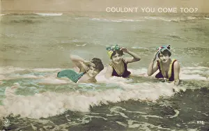 Paddling Prints: Couldn't you come too? c.1910 (postcard)
