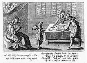 Amusement Prints: Two couples embrace, one while playing backgammon, c. 1650 (engraving)