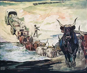 Crossing the river, illustration from Helpers Without Hands by Gladys Davidson, published in 1919 (colour litho) Crossing the river, illustration from Helpers Without Hands by Gladys Davidson, published in 1919 (colour litho)
