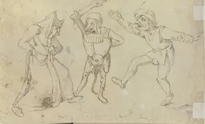 Three dancing figures (pen & ink heightened with white on paper) (verso of 433436) Three dancing figures (pen & ink heightened with white on paper) (verso of 433436)