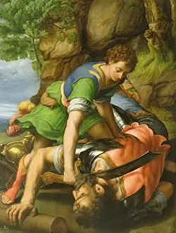 David beheading Goliath (panel)