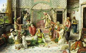 Decorating Prints: Decorating the Harem (oil on panel)