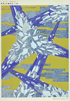 Textile Designs, Wallpaper, Endpapers And Marbled Paper Prints: Decorative compositon based upon crystal structures by E