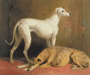 William Huggins Prints: Deerhounds in an Interior