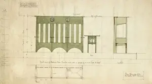 Catering Facility Prints: Design for benches and a table, shown in elevation and section plan, 1898 (pencil
