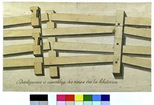 Samuel Luke Fildes Prints: Development and assembly of the mounts on trusses, undated (pen and wash on paper)