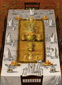 Cutlery Prints: Dinner table arranged for eight