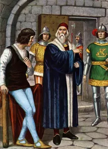 The Doge of Venice Francesco Foscari (1373-1457) facing his son Jacopo accuses of corruption is sentenced to exile in The Doge of Venice Francesco Foscari (1373-1457) facing his son Jacopo accuses of corruption is sentenced to exile in