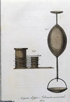 Mechanism Prints: Double winch and universal hydrometer. Plate taken from Giornale dell