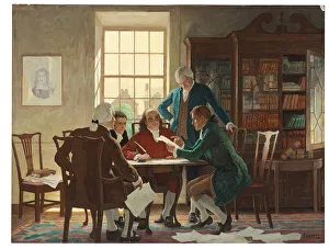 Newell Convers Wyeth Prints: Drafting the Declaration of Independence in 1776, 1944 (oil on panel)