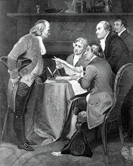 Alonzo Chappel Prints: Drafting the Declaration of Independence in 1776, 19th century (engraving)