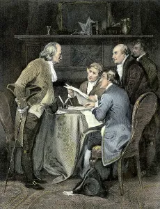 Alonzo Chappel Prints: Drafting the Declaration of Independence in 1776, 19th century (engraving)