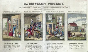 Drunkard Prints: The Drunkard's progress, 1826 (engraving)