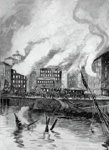 Arcangelo Salvarani Prints: The dynamite explosion in Santander