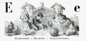 E for Squirrel - Stable - Equilibrist, c1880 (illustration)