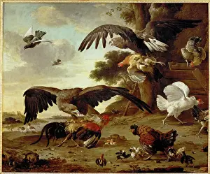 Gerrit Or Gerard Dou Prints: Eagles attacking chickens