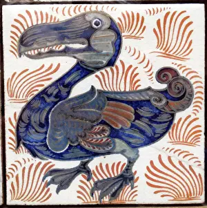 Underglaze Prints: Earthernware tile with dodo pattern