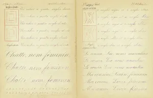 Geometrie Prints: Elementary course: right angles, acute and obtuse, male and female, c.1880-90 (impression)