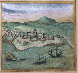 Elmina from Civitates Orbis Terrarum, c.1572 (coloured engraving) Elmina from Civitates Orbis Terrarum, c.1572 (coloured engraving)