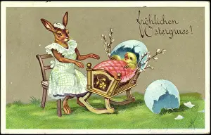Daffodils Prints: Embossing Congratulations Easter, Bunny Rocks Chick