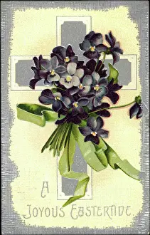 Ostern Sonstige Prints: Embossing Glitter Congratulations Easter, Cross, Flowers