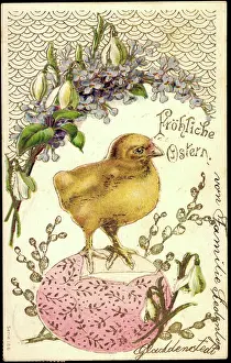 Patriotik Prints: Embossing Happy Easter, Chick on an Easter egg