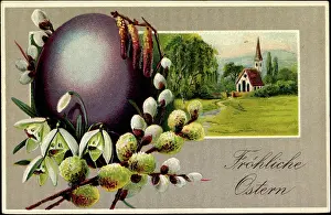 God Paske Prints: Embossing Litho Congratulations Easter, Willow Bib, Egg