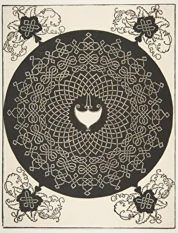 Images Dated 9th December 2021: Embroidery Pattern with an Amazon Shield in its Center, c. 1521 (woodcut)