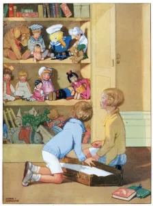 Everybody except Charlie did look unhappy, illustration from Josephine Keeps House, published by Blackie & Co Everybody except Charlie did look unhappy, illustration from Josephine Keeps House, published by Blackie & Co