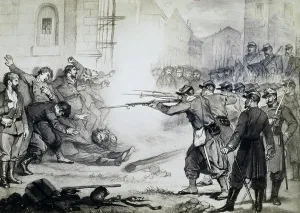 1871 Prints: Execution by firing squad of Communards, 1871, engraving, City of Paris, France