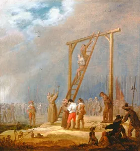 Ascending Prints: An Execution at a Gallows (oil on panel)