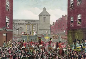 Traitor Prints: The execution of Robert Emmet on 20th September, 1803 (colour litho)