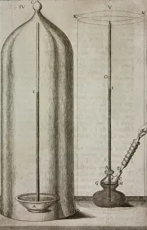 Human Hand Prints: Experiments conducted using Torricelli's barometer, copperplate engraving