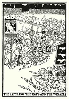 Fables of La Fontaine: The battle of the rats and the weasels (litho) Fables of La Fontaine: The battle of the rats and the weasels (litho)