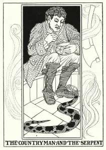 Fables of La Fontaine: The countryman and the serpent (litho) Fables of La Fontaine: The countryman and the serpent (litho)