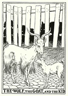Fables of La Fontaine: The wolf, the goat, and the kid (litho) Fables of La Fontaine: The wolf, the goat, and the kid (litho)