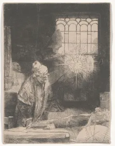 Apparitions Prints: Faust in his study watching a magic disc, or A scholar in his study, c. 1652 (etching)